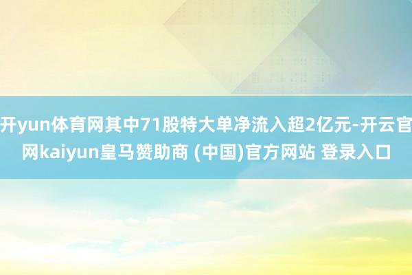 开yun体育网其中71股特大单净流入超2亿元-开云官网kaiyun皇马赞助商 (中国)官方网站 登录入口