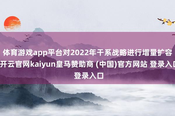 体育游戏app平台对2022年干系战略进行增量扩容-开云官网kaiyun皇马赞助商 (中国)官方网站 登录入口