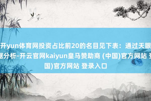 开yun体育网投资占比前20的名目见下表：通过天眼查大数据分析-开云官网kaiyun皇马赞助商 (中国)官方网站 登录入口