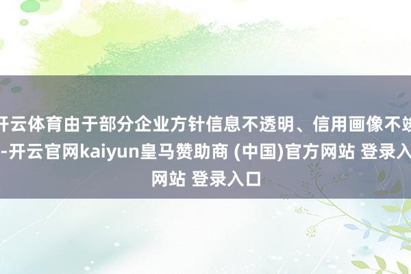 开云体育由于部分企业方针信息不透明、信用画像不竣工-开云官网kaiyun皇马赞助商 (中国)官方网站 登录入口